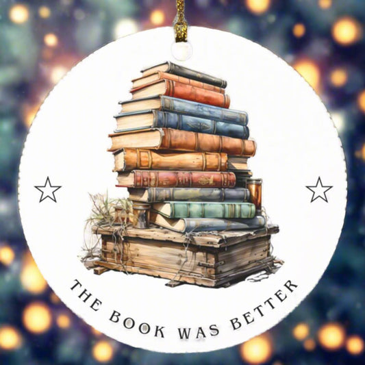 The Book Was Better Tall Stack of Books Ornament Reader Gift Bookworm Present