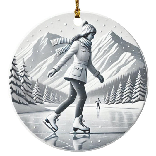 Black and White Figure Skater Ornament