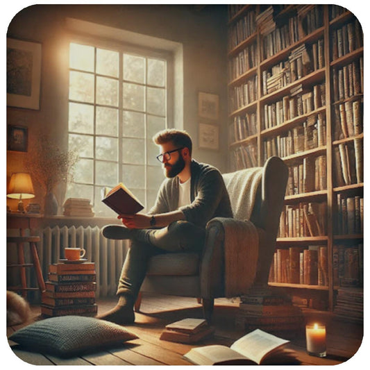 Male in Reading Room / Library Coaster