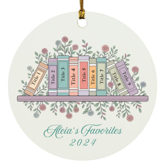 Custom Bookshelf Fill in Your Own Favorite Titles Ornament Present for Bookworm Reader Reading Gift