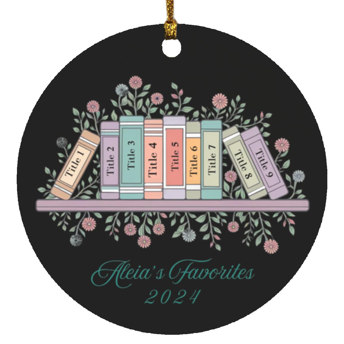 Custom Bookshelf Fill in Your Own Favorite Titles Ornament Present for Bookworm Reader Reading Gift