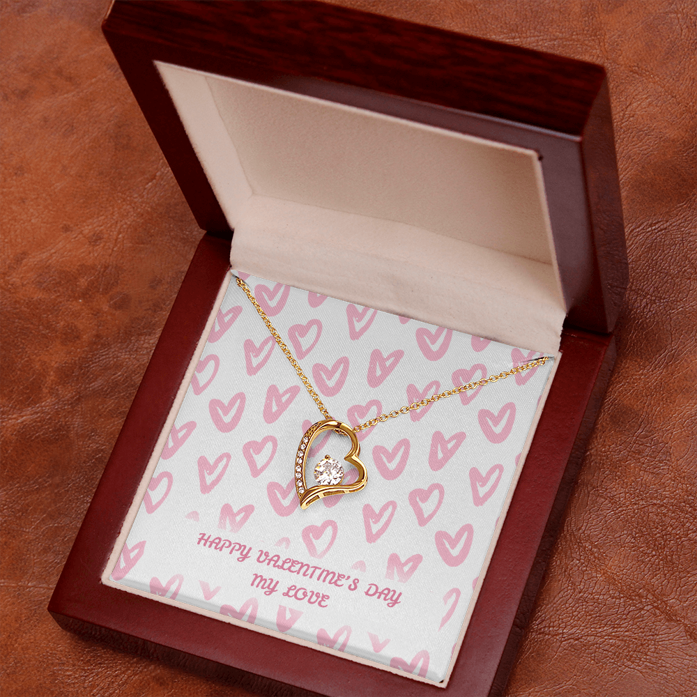 Forever Love Necklace - 14k White Gold Finish or 18k Yellow Gold Finish - Adjustable Chain 18" - 22"