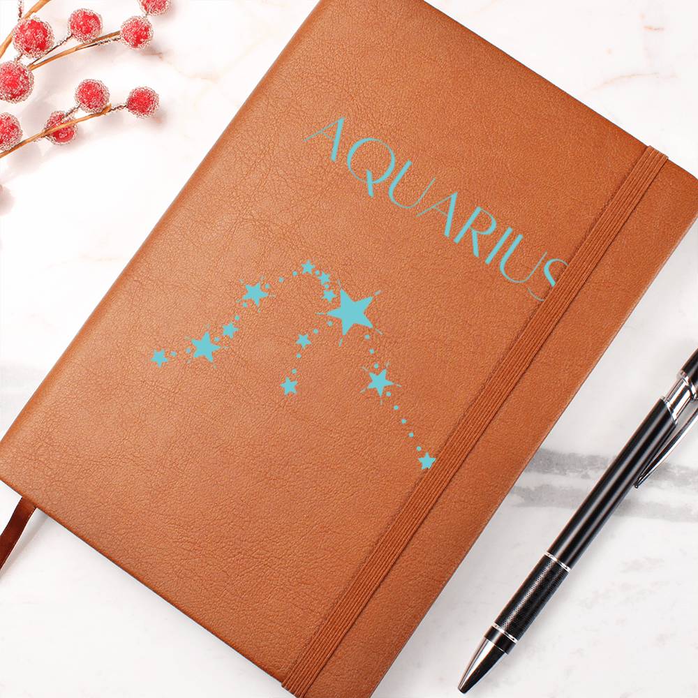 Aquarius Zodiac Sign Constellation Vegan Leather Journal FREE SHIPPING AND HANDLING INCLUDED