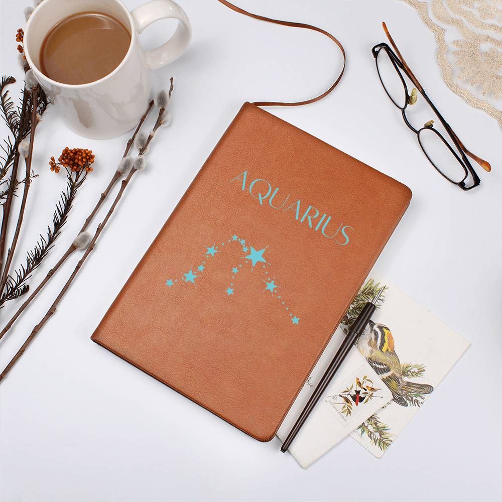 Aquarius Zodiac Sign Constellation Vegan Leather Journal FREE SHIPPING AND HANDLING INCLUDED