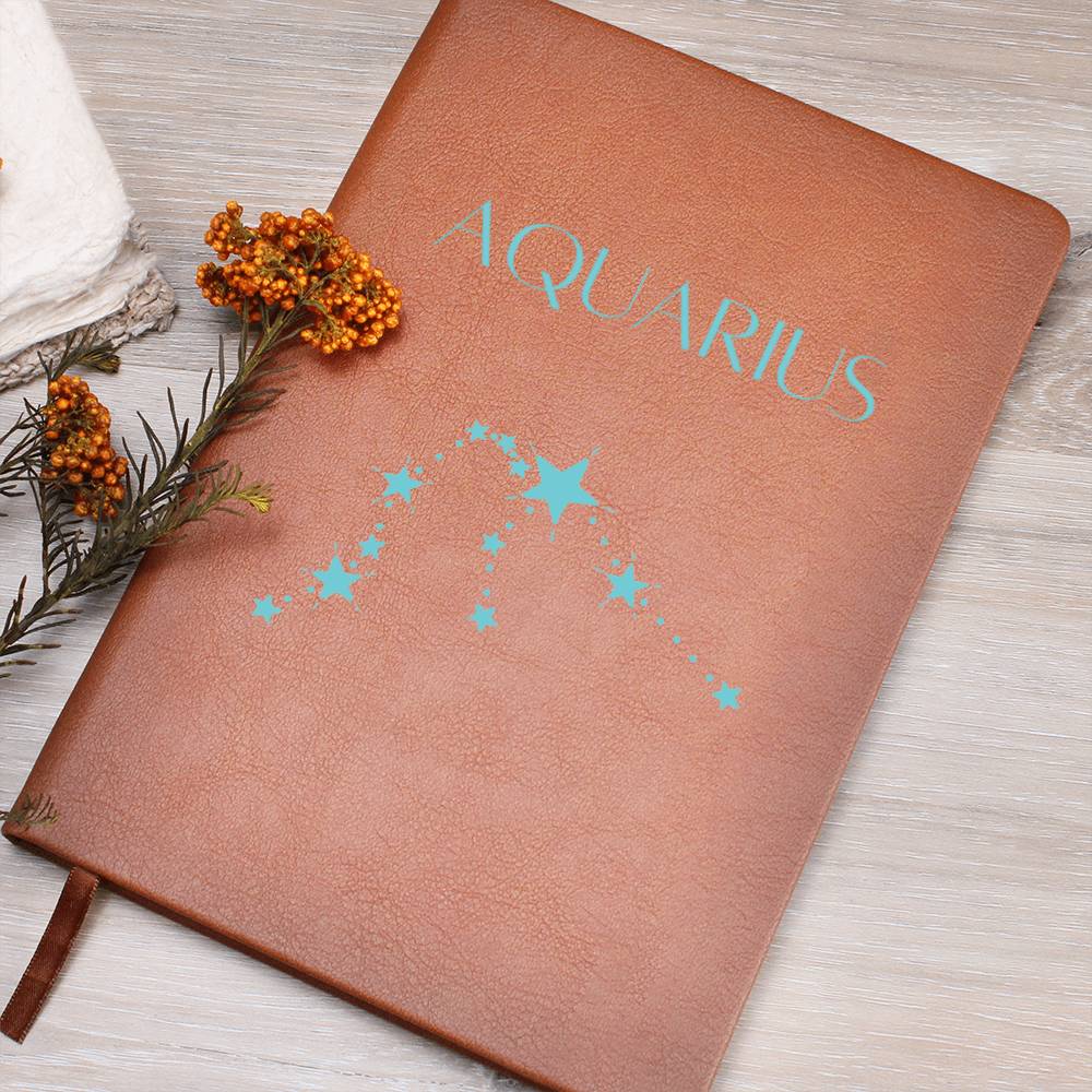 Aquarius Zodiac Sign Constellation Vegan Leather Journal FREE SHIPPING AND HANDLING INCLUDED