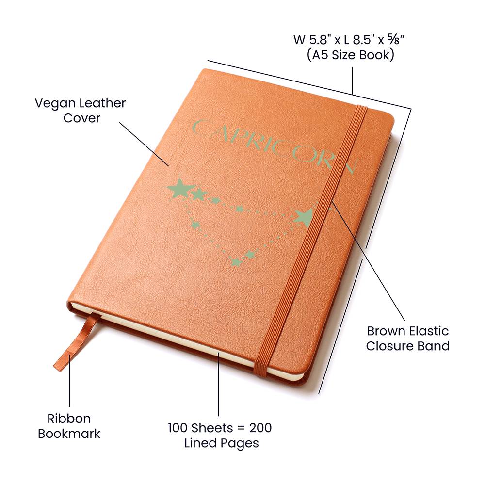 Capricorn Zodiac Sign Constellation Vegan Leather Journal FREE SHIPPING AND HANDLING INCLUDED