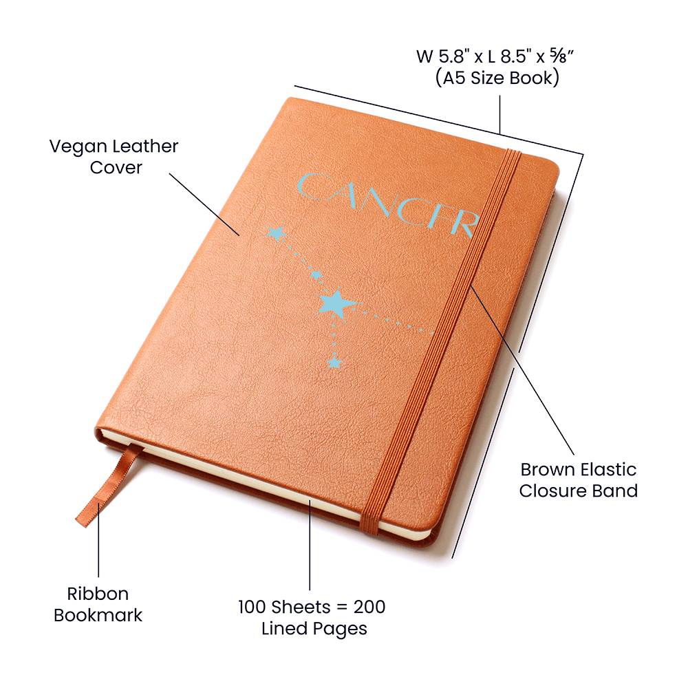 Cancer Zodiac Sign Constellation Vegan Leather Journal FREE SHIPPING AND HANDLING INCLUDED