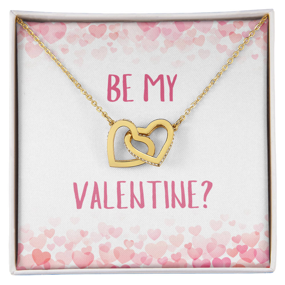 Valentine's Day Gift - Interlocking Hearts Necklace -- 18k Yellow or 14k White Gold Finish - Adjustable Chain - Polished Stainless Steel and Rose Gold Finish