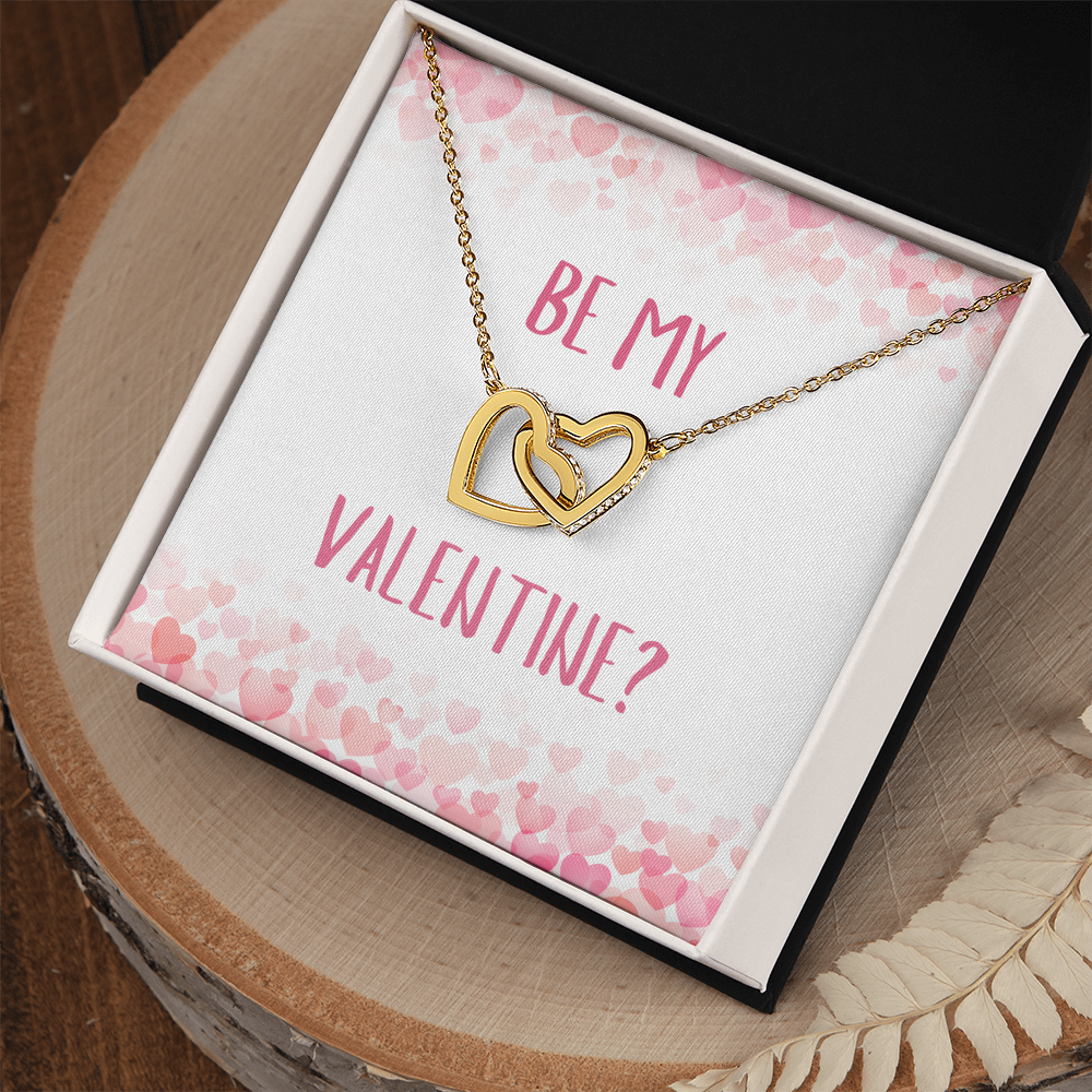 Valentine's Day Gift - Interlocking Hearts Necklace -- 18k Yellow or 14k White Gold Finish - Adjustable Chain - Polished Stainless Steel and Rose Gold Finish