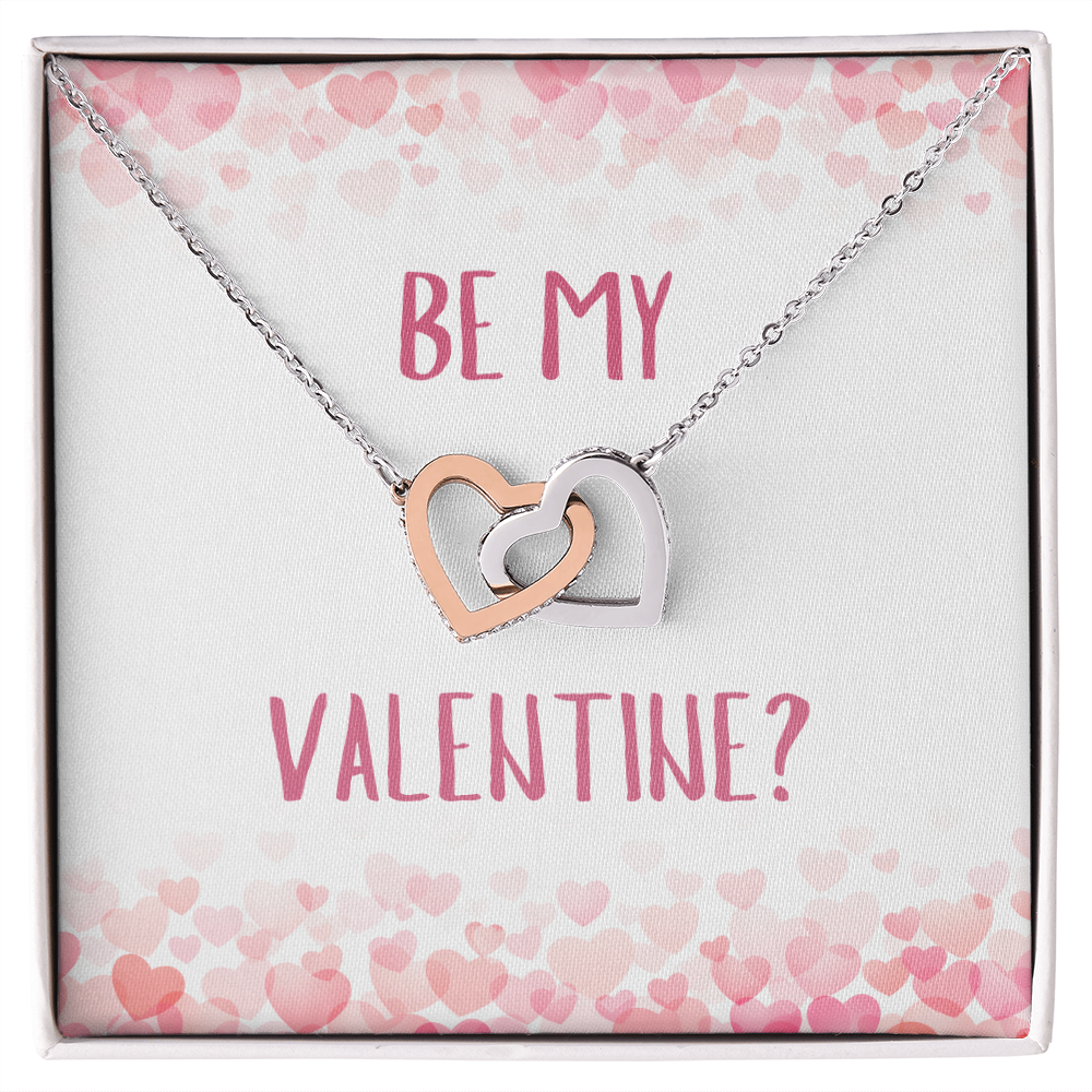 Valentine's Day Gift - Interlocking Hearts Necklace -- 18k Yellow or 14k White Gold Finish - Adjustable Chain - Polished Stainless Steel and Rose Gold Finish