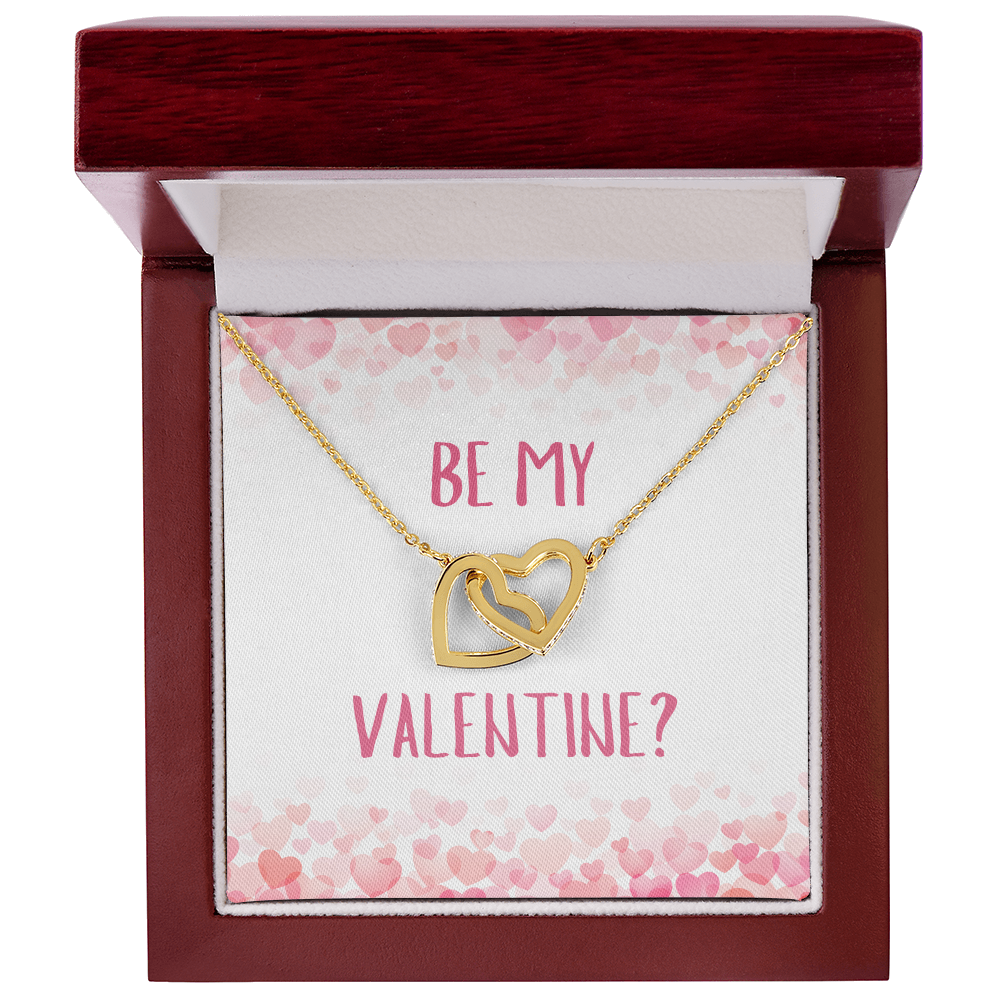 Valentine's Day Gift - Interlocking Hearts Necklace -- 18k Yellow or 14k White Gold Finish - Adjustable Chain - Polished Stainless Steel and Rose Gold Finish