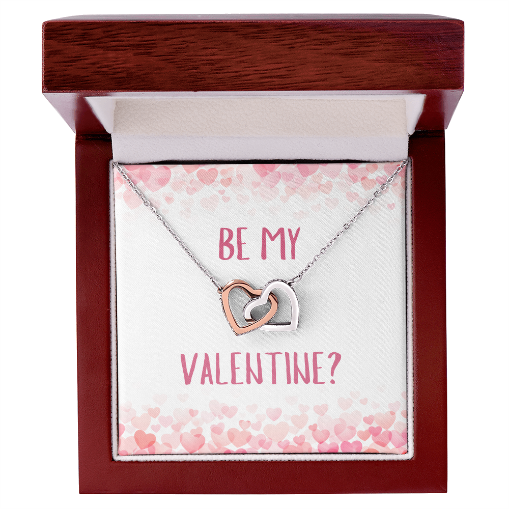 Valentine's Day Gift - Interlocking Hearts Necklace -- 18k Yellow or 14k White Gold Finish - Adjustable Chain - Polished Stainless Steel and Rose Gold Finish