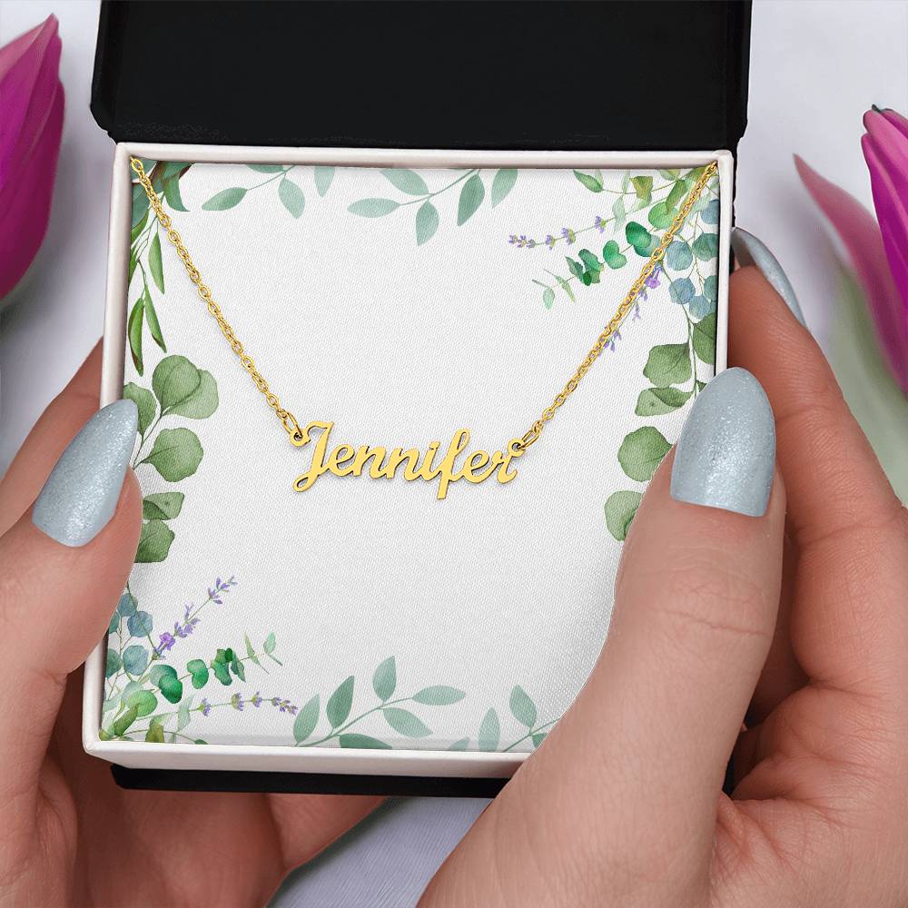 Customizable Name Necklace - 18k Yellow Gold Finish or Polished Stainless Steel