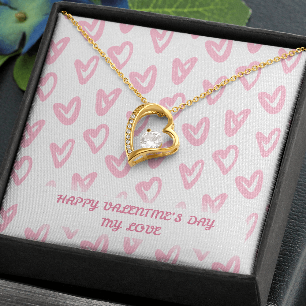 Forever Love Necklace - 14k White Gold Finish or 18k Yellow Gold Finish - Adjustable Chain 18" - 22"